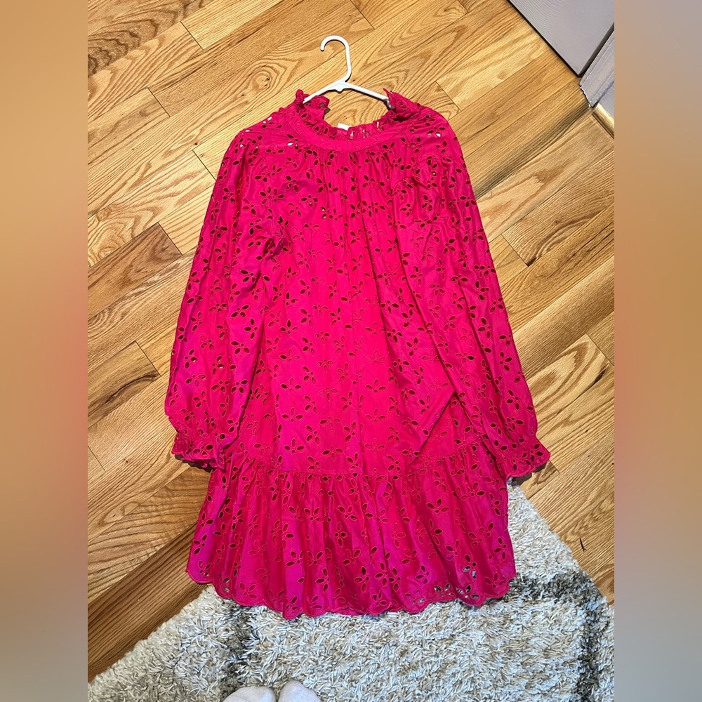 Jcrew fuschia eyelet dress size large
